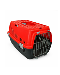 Carlos Pet Cage with Metal Door and Black Base/Red 46x32x31cm