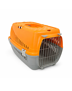 Carlos Pet Cage with Metal Door Grey Base/Orange 46x32x31cm