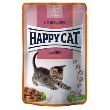 Happy Cat Meat In Sauce Kitten & Junior Πάπια Φάρμας