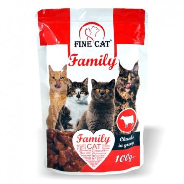 Fine Cat Family Adult Βοδινό Κομμάτια σε Σάλτσα