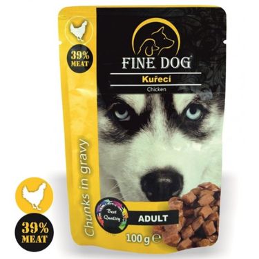 Fine Dog Pouches Adult Κοτόπουλο Κομμάτια σε Σάλτσα