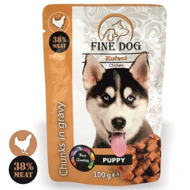 Fine Dog Pouches Puppy Κοτόπουλο Κομμάτια σε Σάλτσα