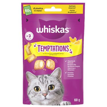 Whiskas Temptations Κοτόπουλο & Τυρί 