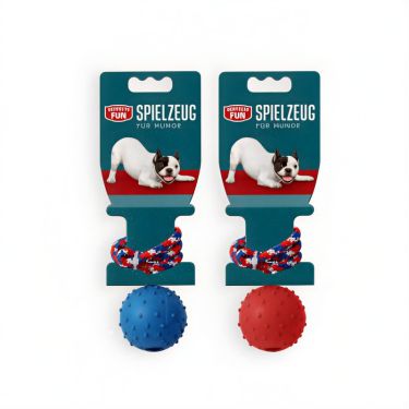 Perfecto Fun Συμπαγής Μπάλα από Καουτσούκ με Σχοινί Ρίψης και Κουδούνι