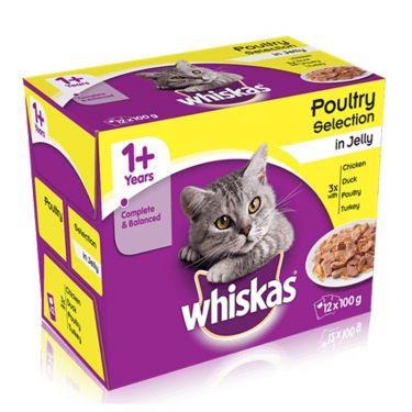 Whiskas 1+ Poultry Selection in Jelly 12x100gr