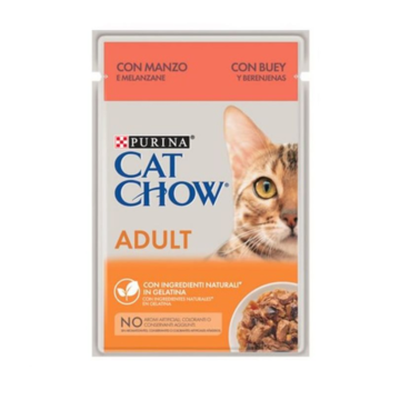 Tonus Cat Chow Adult σε Ζελέ 85gr με Bοδινό & Μελιτζάνες