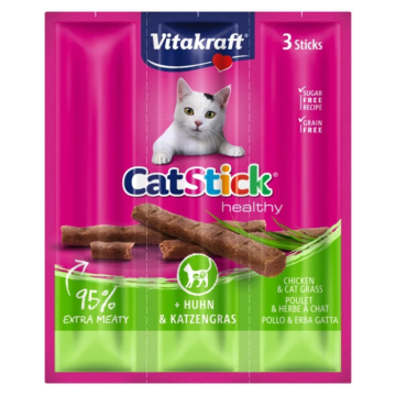 Vitakraft Cat Stick Mini Κοτόπουλο & Γρασίδι 3τμχ