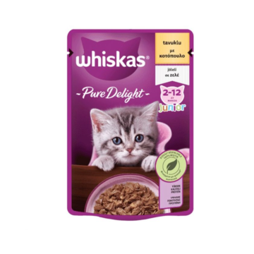 Whiskas Pure Delight Junior φακελάκι σε ζελέ 85g με Κοτόπουλο