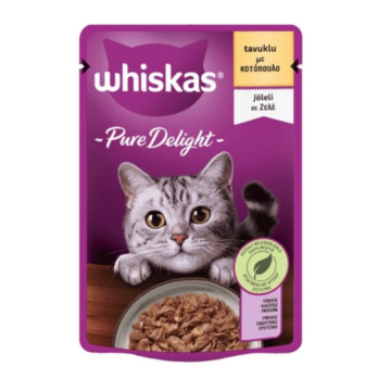 Whiskas Pure Delight Adult φακελάκι σε ζελέ 85g με Κοτόπουλο