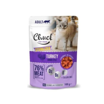 Chuck Pouches για Ενήλικες Στειρωμένες Γάτες με Γαλοπούλα 100gr