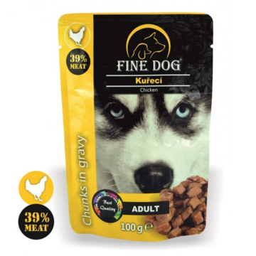 Fine Dog Pouches Adult Κοτόπουλο Κομμάτια σε Σάλτσα 100gr