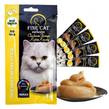 Fine Cat Exclusive Creamy Snack Κοτόπουλο & Γαρίδες 4x15gr
