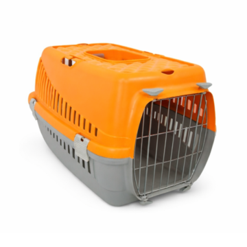 Carlos Pet Cage with Metal Door Grey Base/Orange 46x32x31cm
