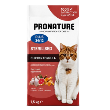 Pronature Cat Adult Plus 34/12 Sterilised Chicken 3kg (1.5kg+1.5kg Gift)